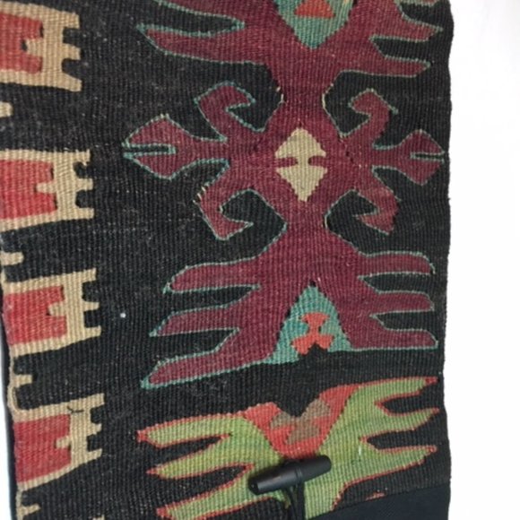 BOHO Flat Woven Kilim Textile Crossbody Bag Wool Handmade Natural Dyes 11"x8.5" - Picture 6 of 6